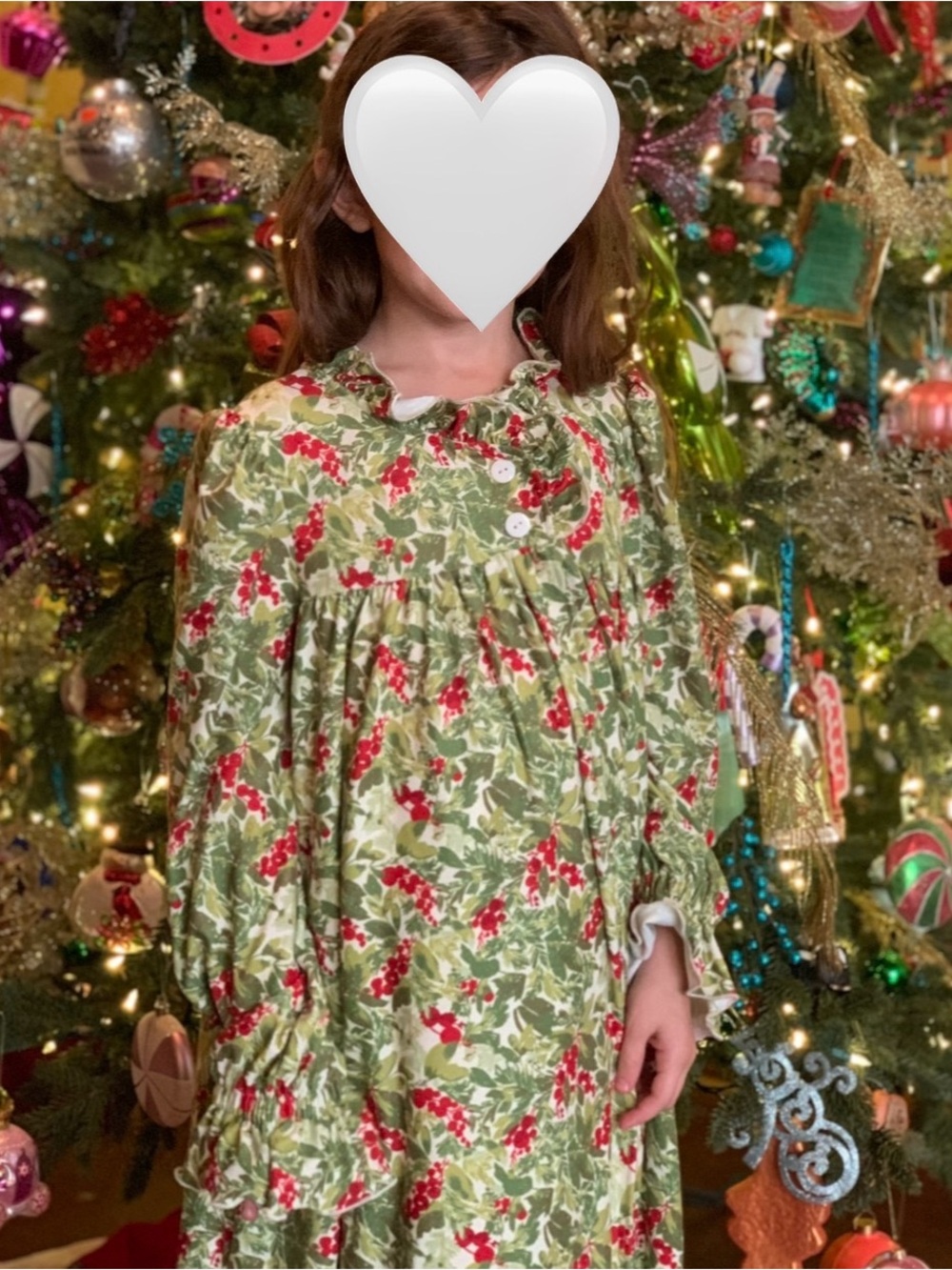 SweetHoney Red and Green Holly-Print Girls Nightgown
